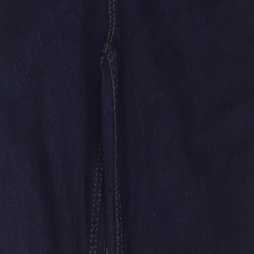 Marks and Spencer Womens Blue Cotton Straight Jeans Size 12 Regular Zip