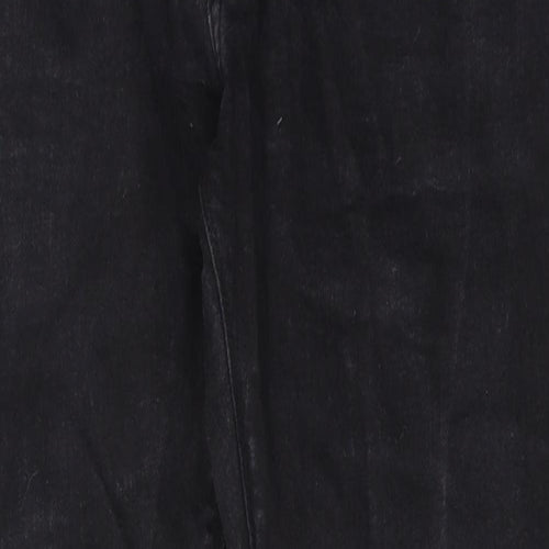 Marks and Spencer Mens Black Cotton Straight Jeans Size 32 in L31 in Regular Zip