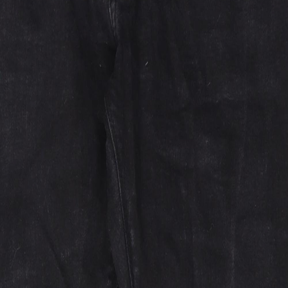 Marks and Spencer Mens Black Cotton Straight Jeans Size 32 in L31 in Regular Zip