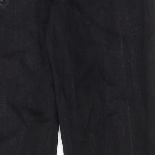 Marks and Spencer Mens Black Cotton Straight Jeans Size 32 in L31 in Regular Zip