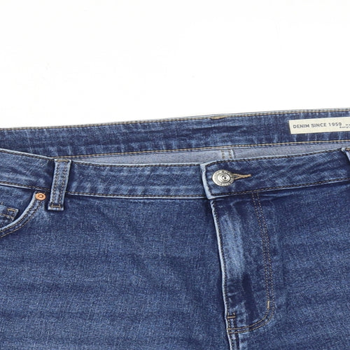 Marks and Spencer Womens Blue Cotton Hot Pants Shorts Size 22 Regular Zip