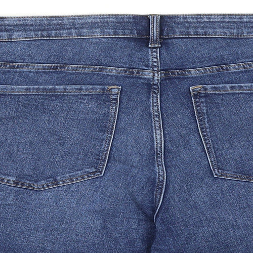 Marks and Spencer Womens Blue Cotton Hot Pants Shorts Size 22 Regular Zip