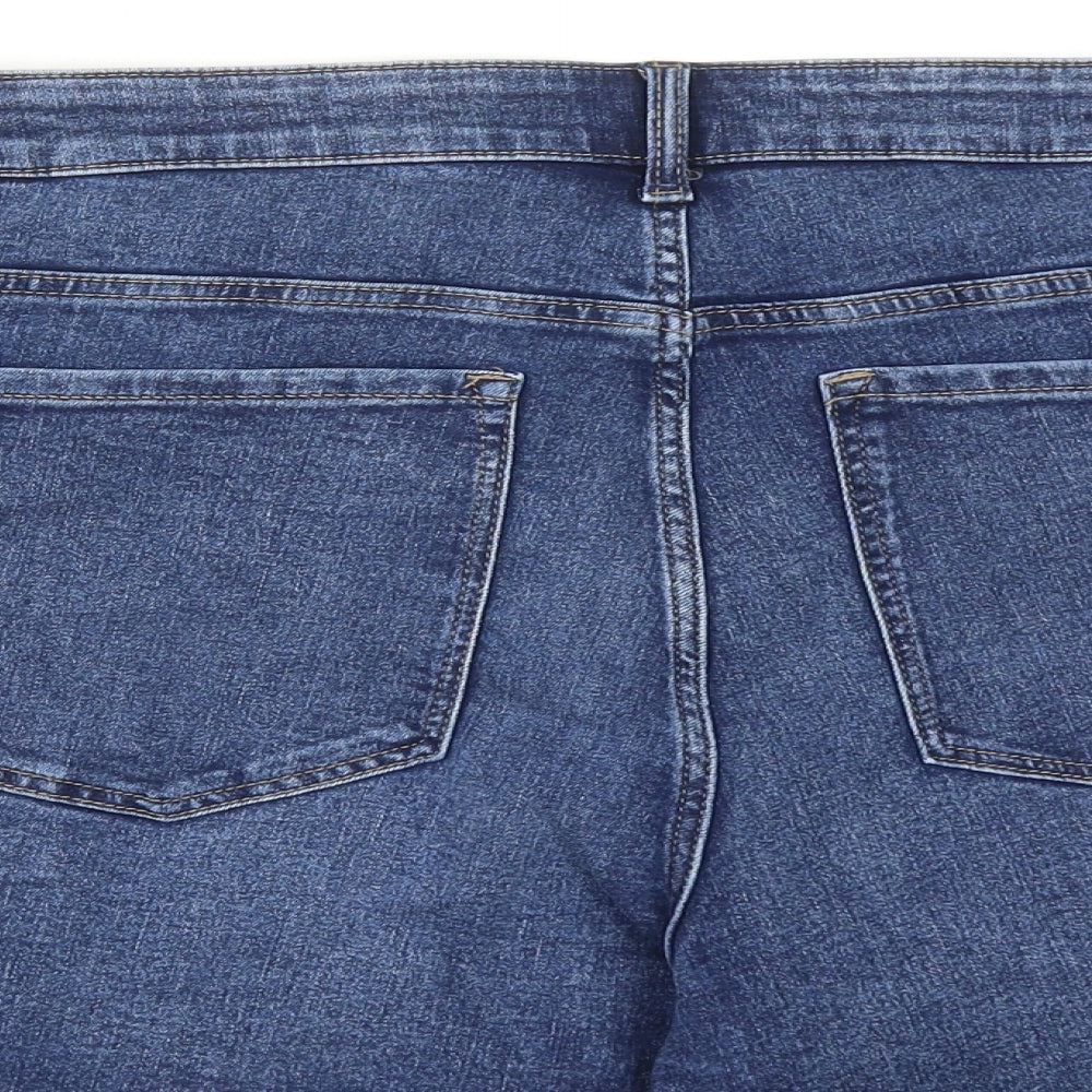 Marks and Spencer Womens Blue Cotton Hot Pants Shorts Size 22 Regular Zip