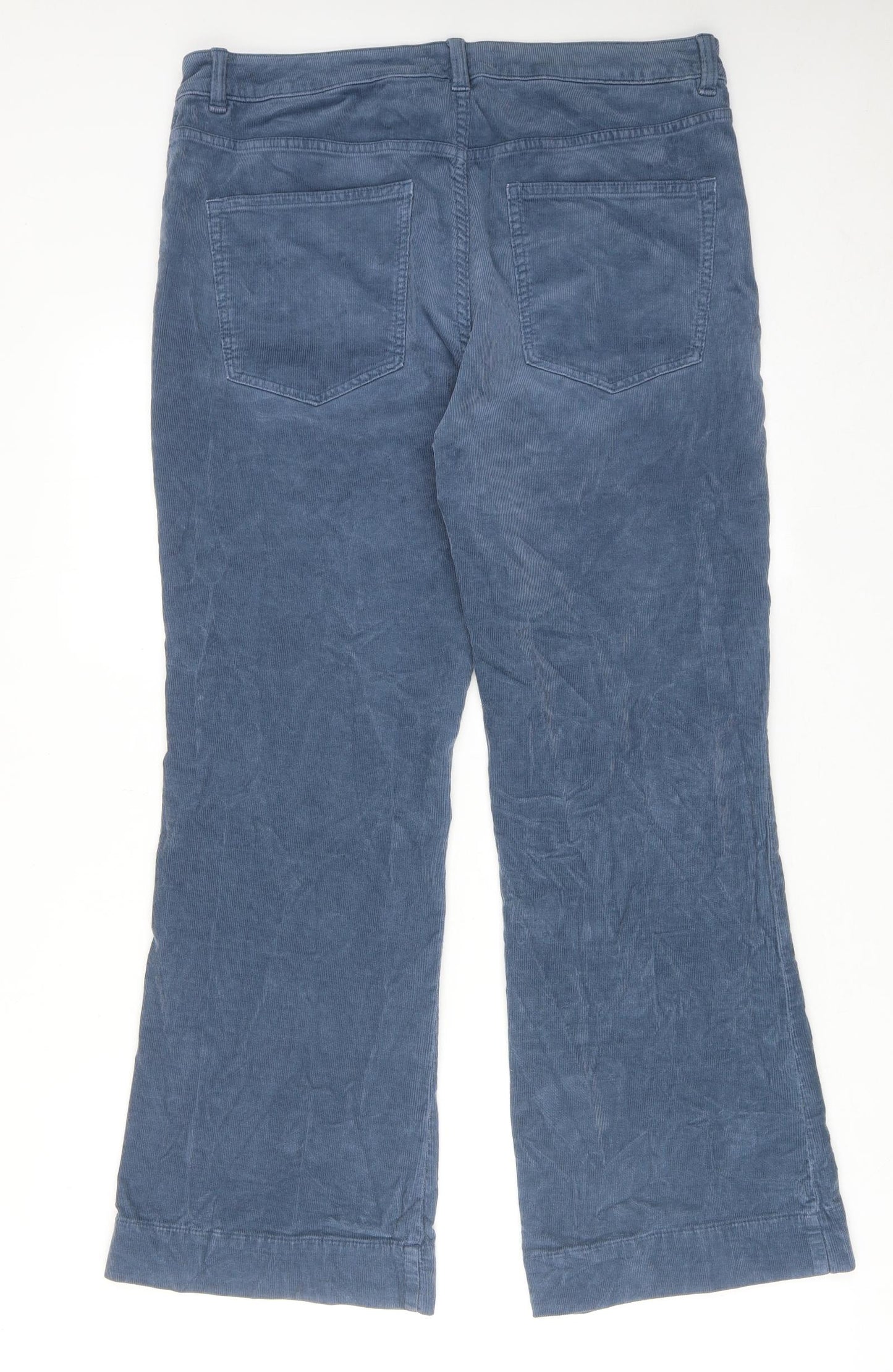 Marks and Spencer Womens Blue Cotton Trousers Size 16 Regular Zip