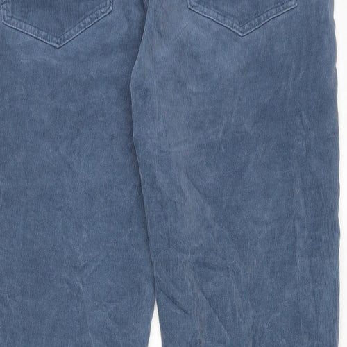 Marks and Spencer Womens Blue Cotton Trousers Size 16 Regular Zip