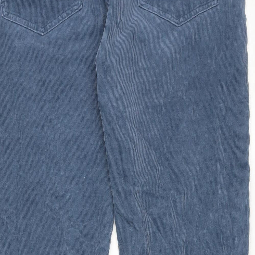 Marks and Spencer Womens Blue Cotton Trousers Size 16 Regular Zip