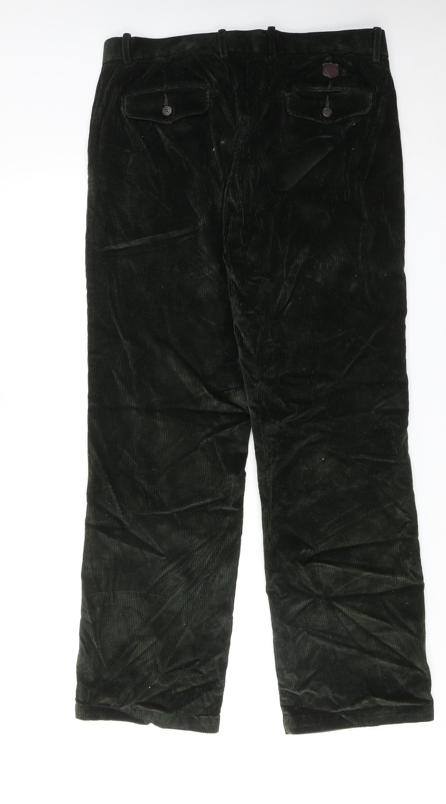 Blue Harbour Mens Green Cotton Trousers Size 34 in L31 in Regular Zip