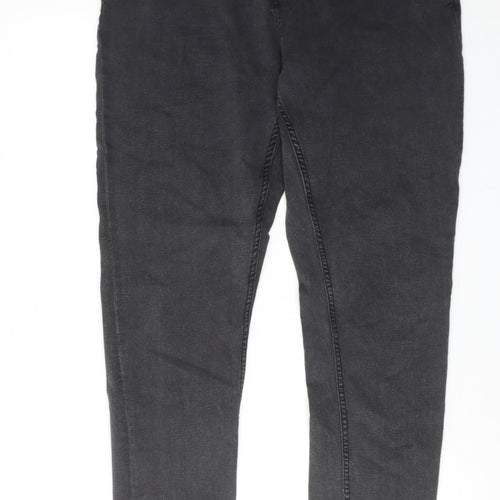 Marks and Spencer Womens Grey Cotton Skinny Jeans Size 18 Slim Zip