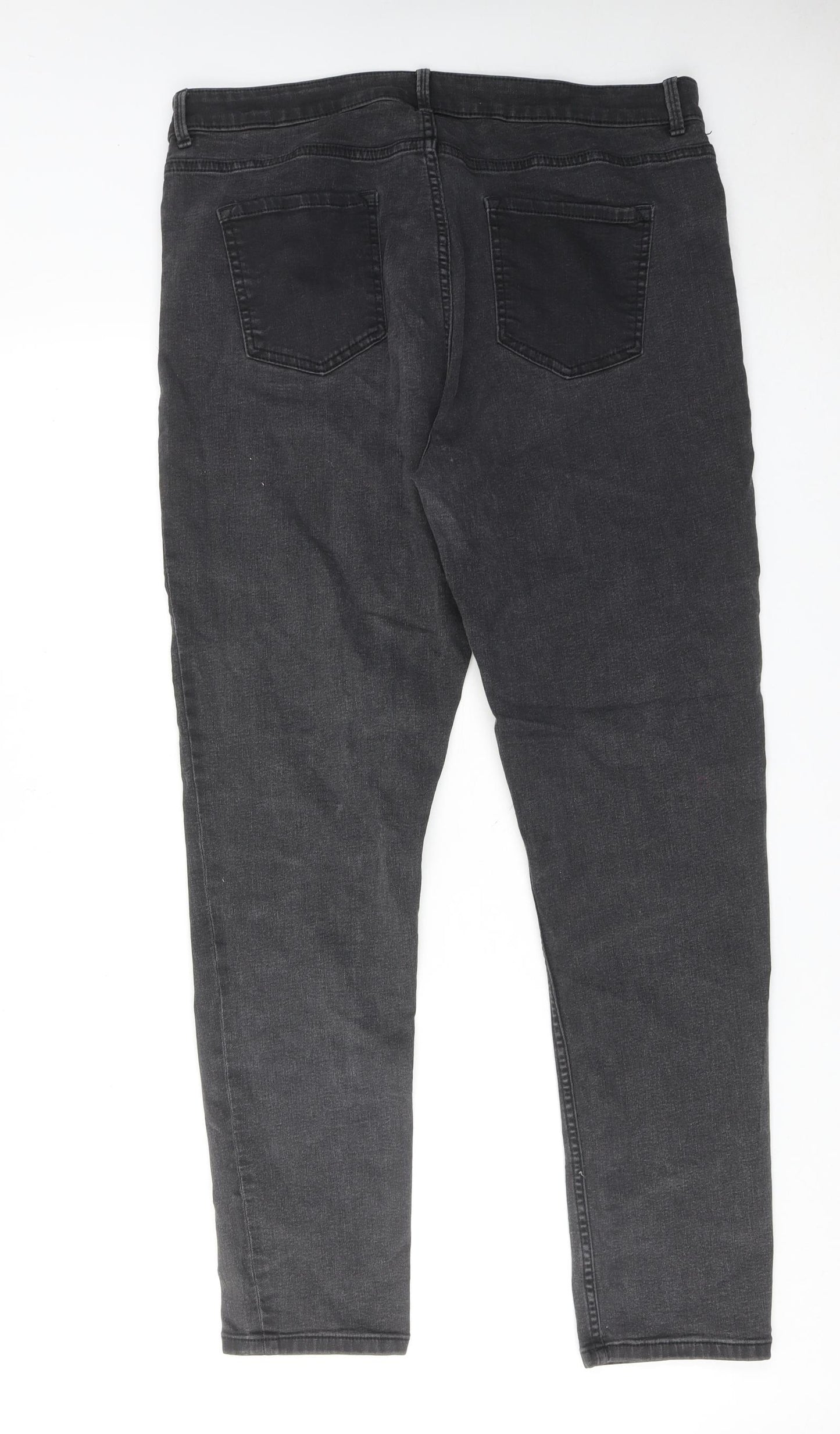 Marks and Spencer Womens Grey Cotton Skinny Jeans Size 18 Slim Zip
