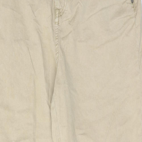 Marks and Spencer Womens Beige Cotton Mom Jeans Size 14 Regular Zip