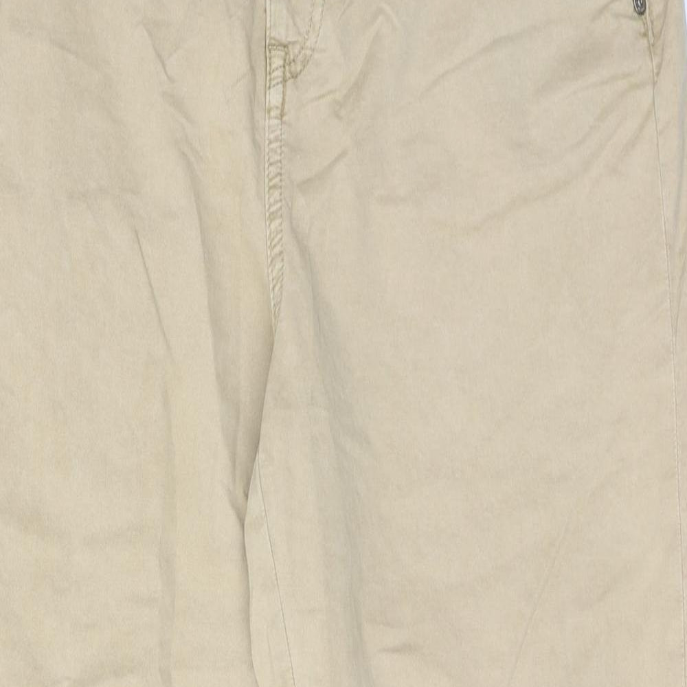 Marks and Spencer Womens Beige Cotton Mom Jeans Size 14 Regular Zip