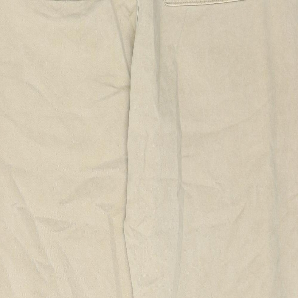 Marks and Spencer Womens Beige Cotton Mom Jeans Size 14 Regular Zip