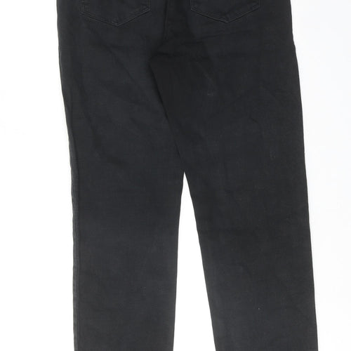 Marks and Spencer Womens Black Cotton Straight Jeans Size 14 Regular Zip