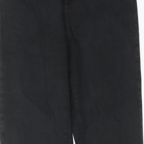 Marks and Spencer Womens Black Cotton Straight Jeans Size 14 Regular Zip