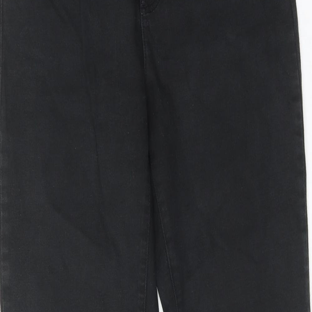 Marks and Spencer Womens Black Cotton Straight Jeans Size 14 Regular Zip
