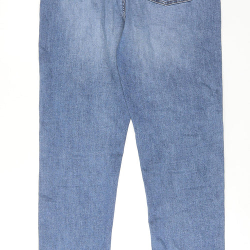 Marks and Spencer Womens Blue Cotton Straight Jeans Size 18 Regular Zip