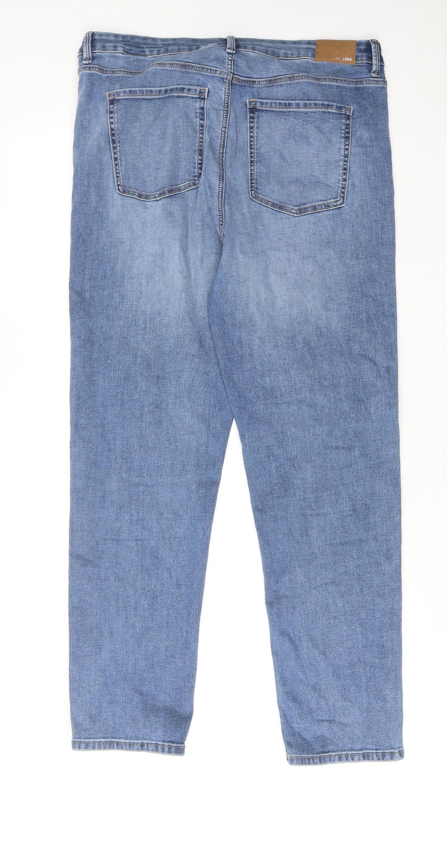 Marks and Spencer Womens Blue Cotton Straight Jeans Size 18 Regular Zip