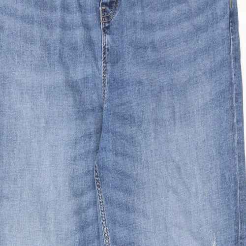 Marks and Spencer Womens Blue Cotton Straight Jeans Size 18 Regular Zip