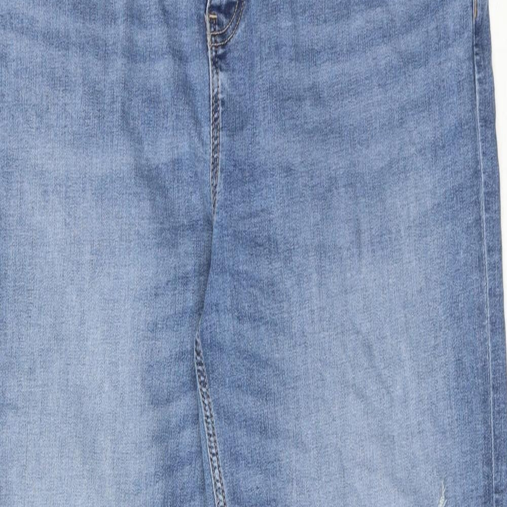 Marks and Spencer Womens Blue Cotton Straight Jeans Size 18 Regular Zip