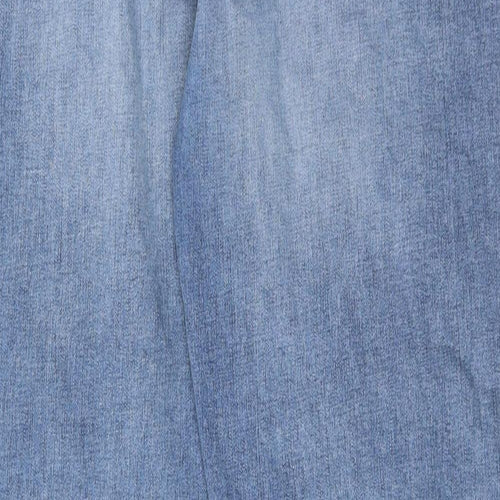 Marks and Spencer Womens Blue Cotton Straight Jeans Size 18 Regular Zip