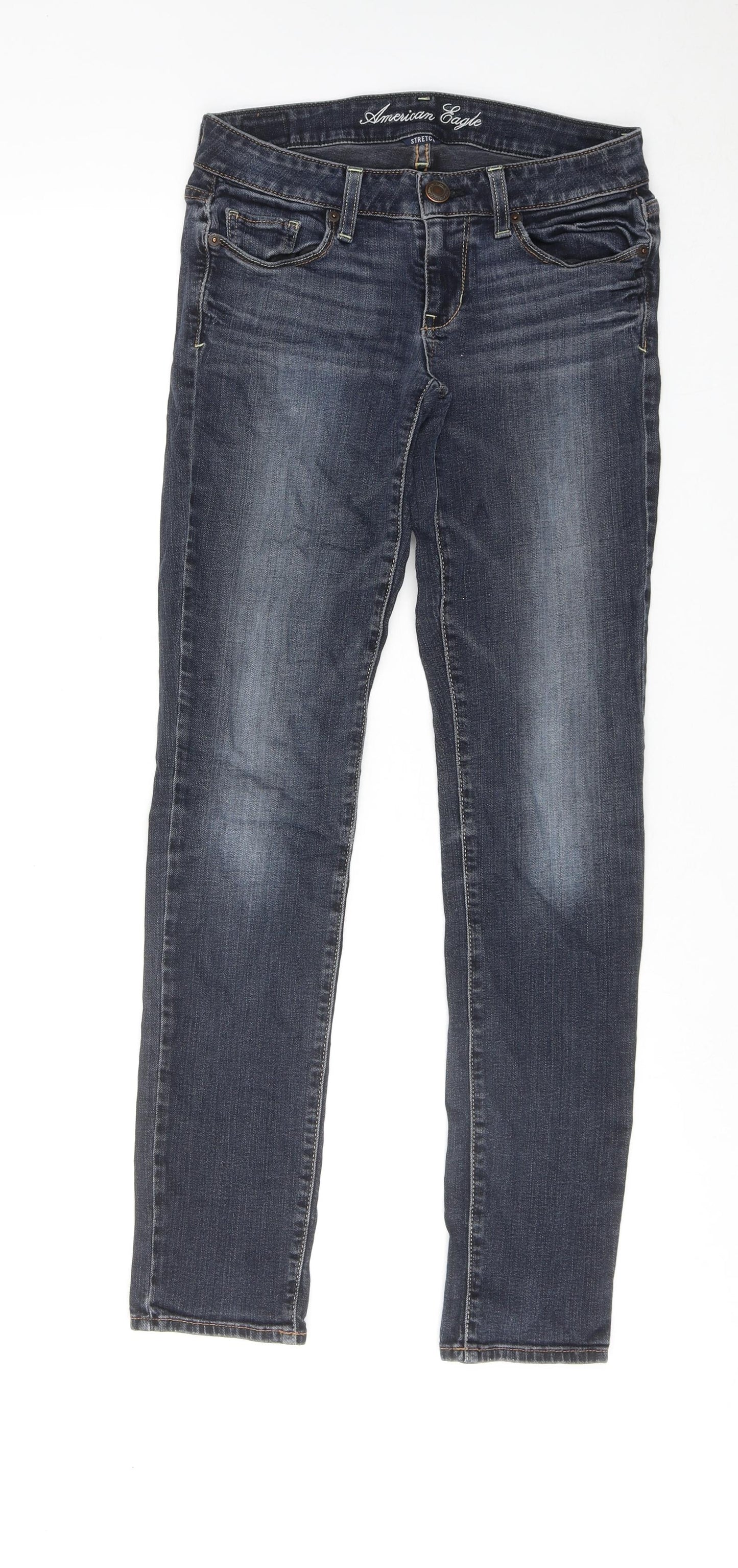 American Eagle Outfitters Womens Blue Cotton Skinny Jeans Size 28 in Regular Zip