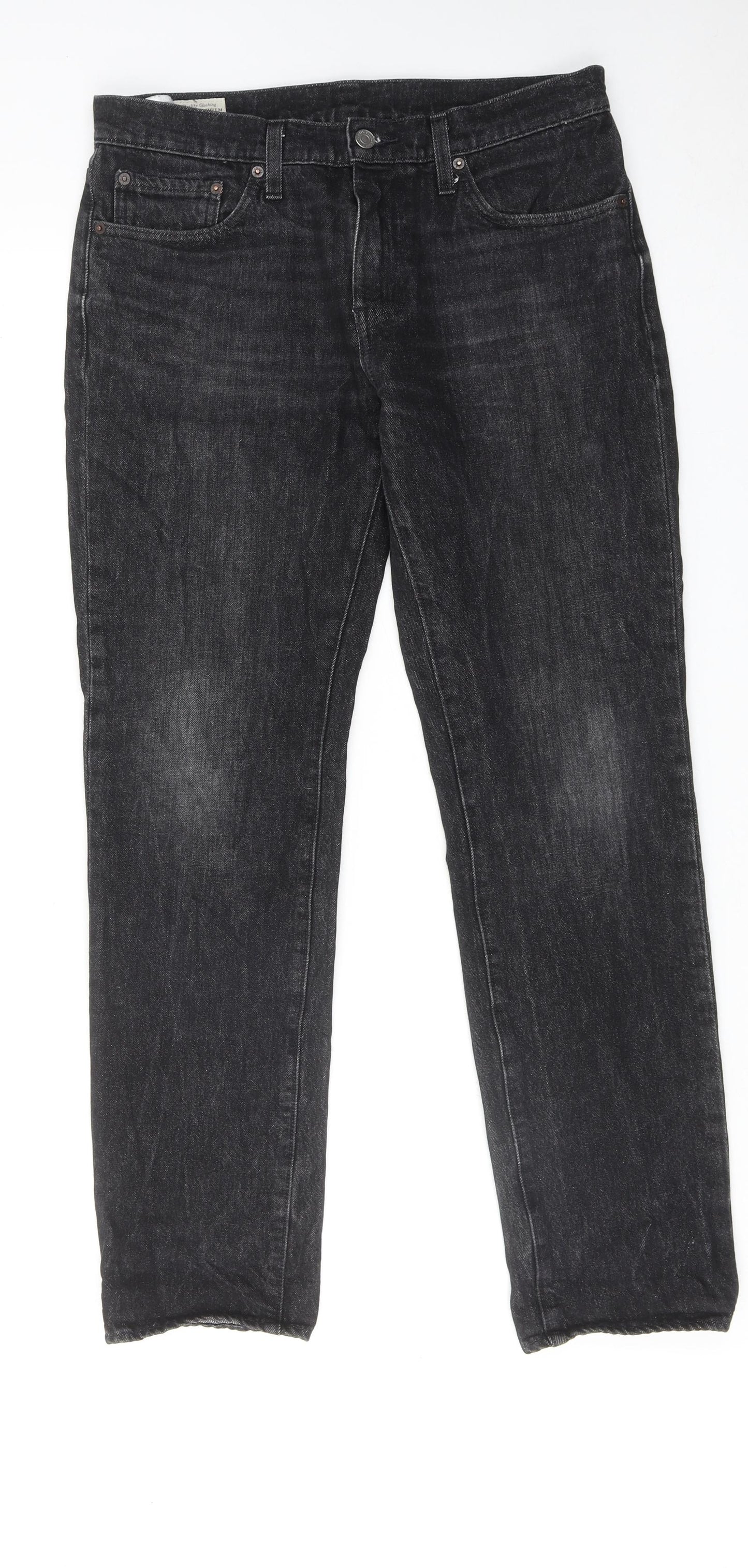 Levi's Mens Black Cotton Straight Jeans Size 32 in L30 in Regular Zip