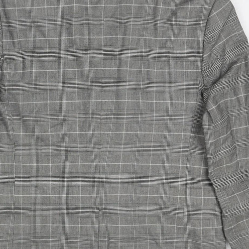 H&M Mens Grey Plaid Polyester Jacket Blazer Size L Regular