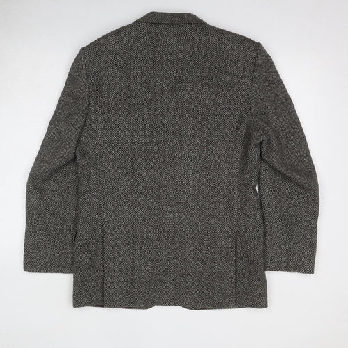 Canada Mens Grey Herringbone Wool Jacket Blazer Size 38 Regular