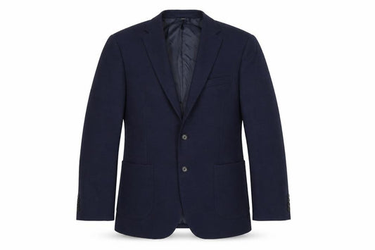 Front view of Marks & Spencer men’s blue polyamide jacket suit jacket, size 42, regular