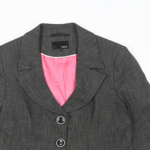 NEXT Womens Black Geometric Jacket Blazer Size 14 Button
