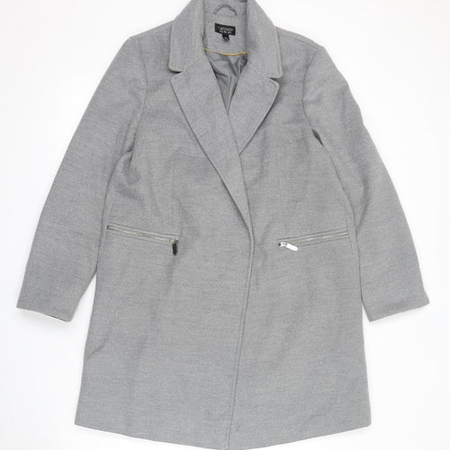Topshop Womens Grey Overcoat Coat Size 12 Snap