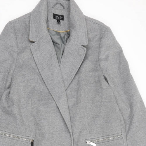 Topshop Womens Grey Overcoat Coat Size 12 Snap