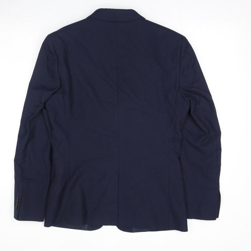 Topman Mens Blue Polyester Jacket Suit Jacket Size 38 Regular