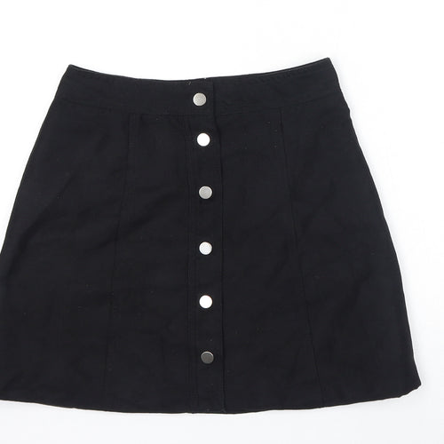 Divided by H&M Womens Black Polyester A-Line Skirt Size 4 Snap