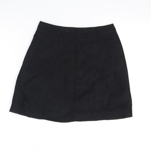 Divided by H&M Womens Black Polyester A-Line Skirt Size 4 Snap