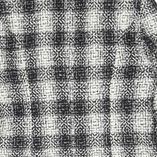 EWM Womens Black Plaid Jacket Blazer Size 10 Button