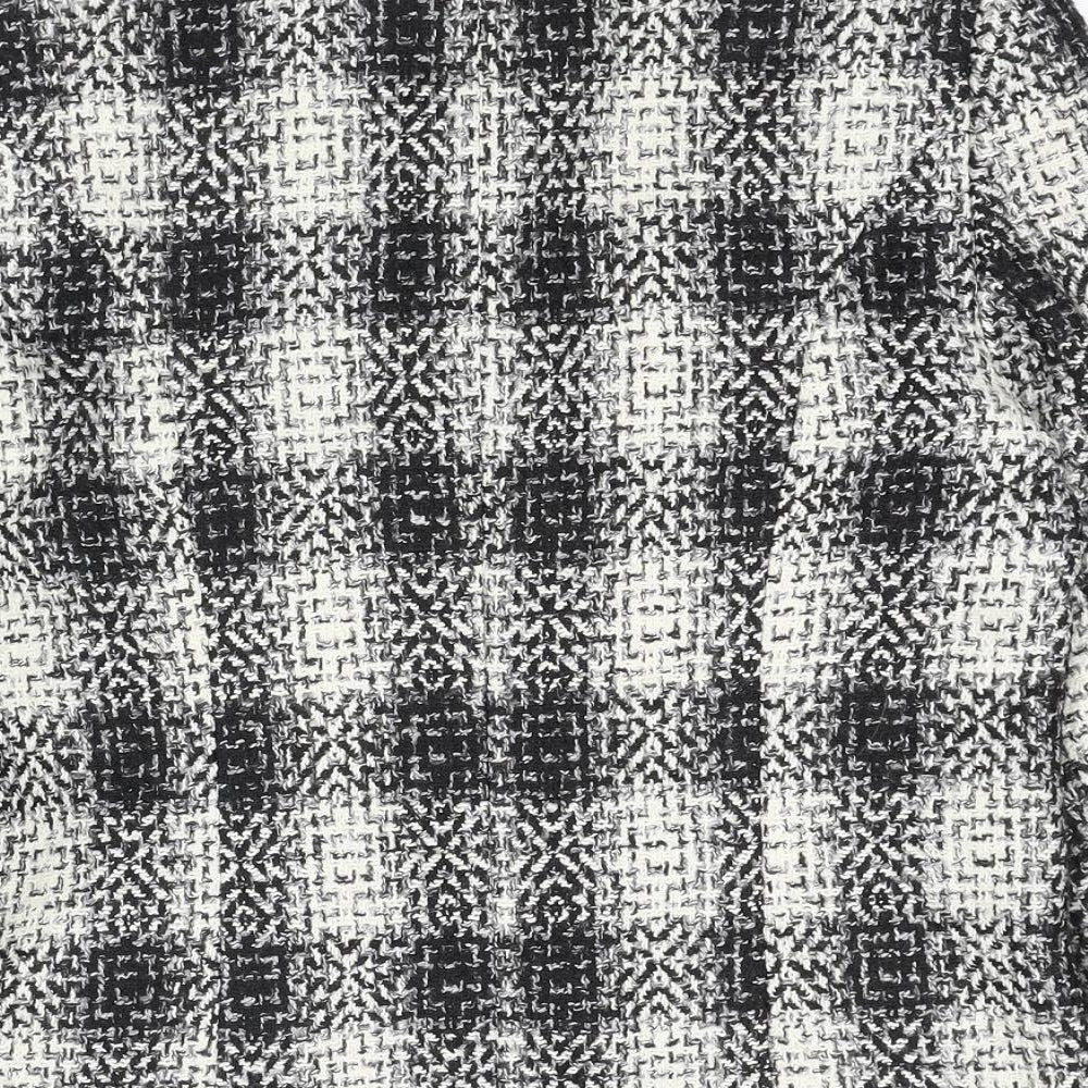 EWM Womens Black Plaid Jacket Blazer Size 10 Button