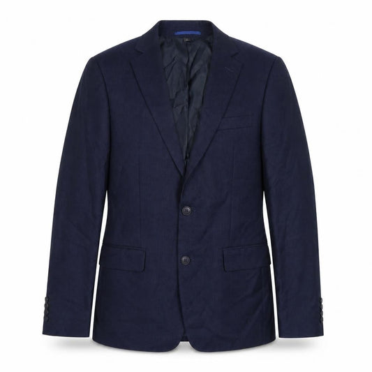 Front view of Marks & Spencer men’s blue polyester jacket suit jacket, size 40, regular