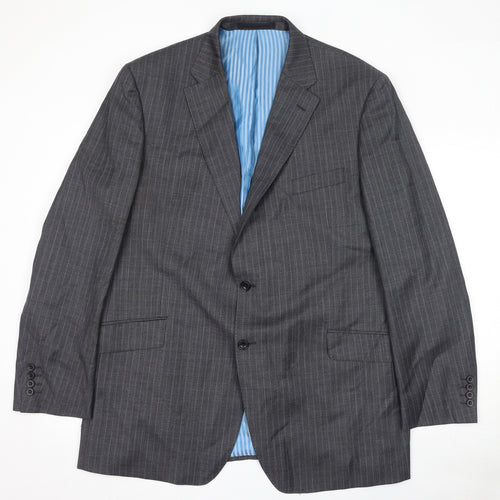 Marks and Spencer Mens Grey Striped Wool Jacket Suit Jacket Size 46 Regular