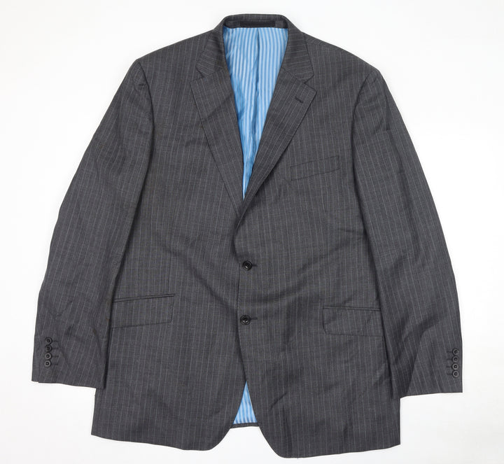 Marks and Spencer Mens Grey Striped Wool Jacket Suit Jacket Size 46 Regular