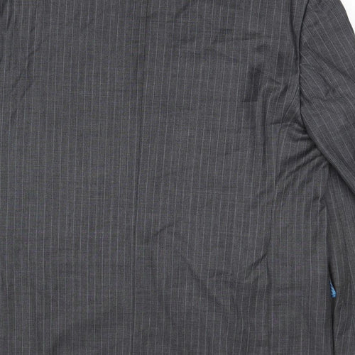 Marks and Spencer Mens Grey Striped Wool Jacket Suit Jacket Size 46 Regular