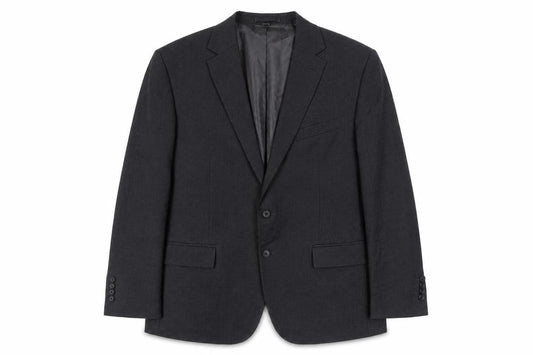 Front view of Marks & Spencer men’s grey polyester jacket suit jacket, size 48, regular