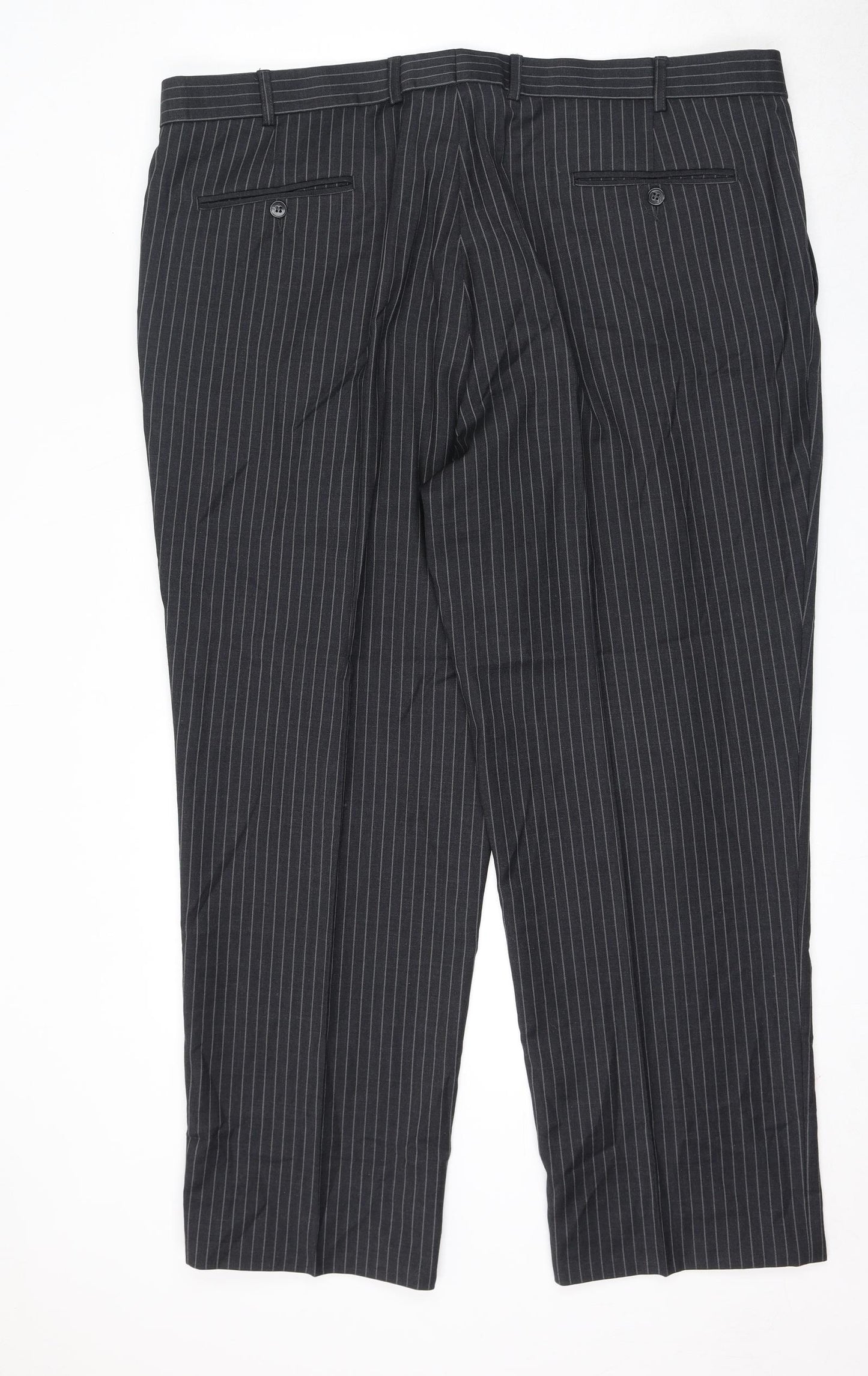 Centaur Mens Grey Striped Wool Dress Pants Trousers Size 44 in L29 in Regular Zip