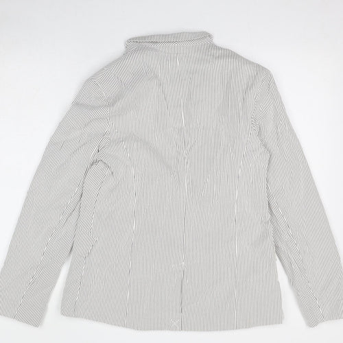 Dorothy Perkins Womens Ivory Striped Jacket Blazer Size 14 Button