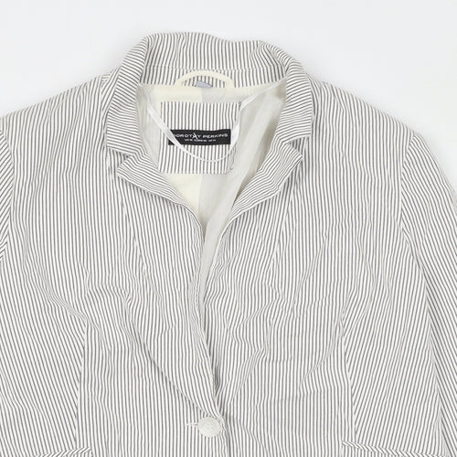Dorothy Perkins Womens Ivory Striped Jacket Blazer Size 14 Button