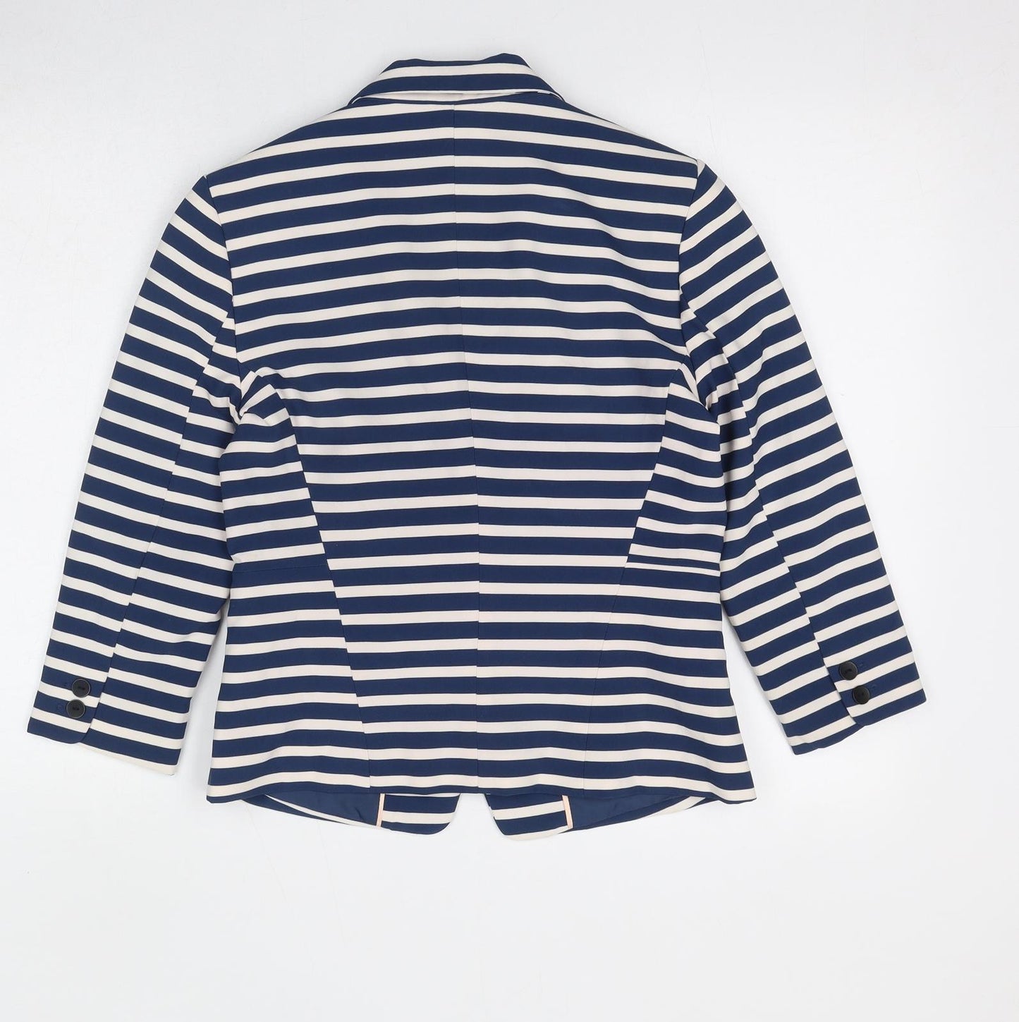 Bershka Womens Blue Striped Jacket Blazer Size M Button