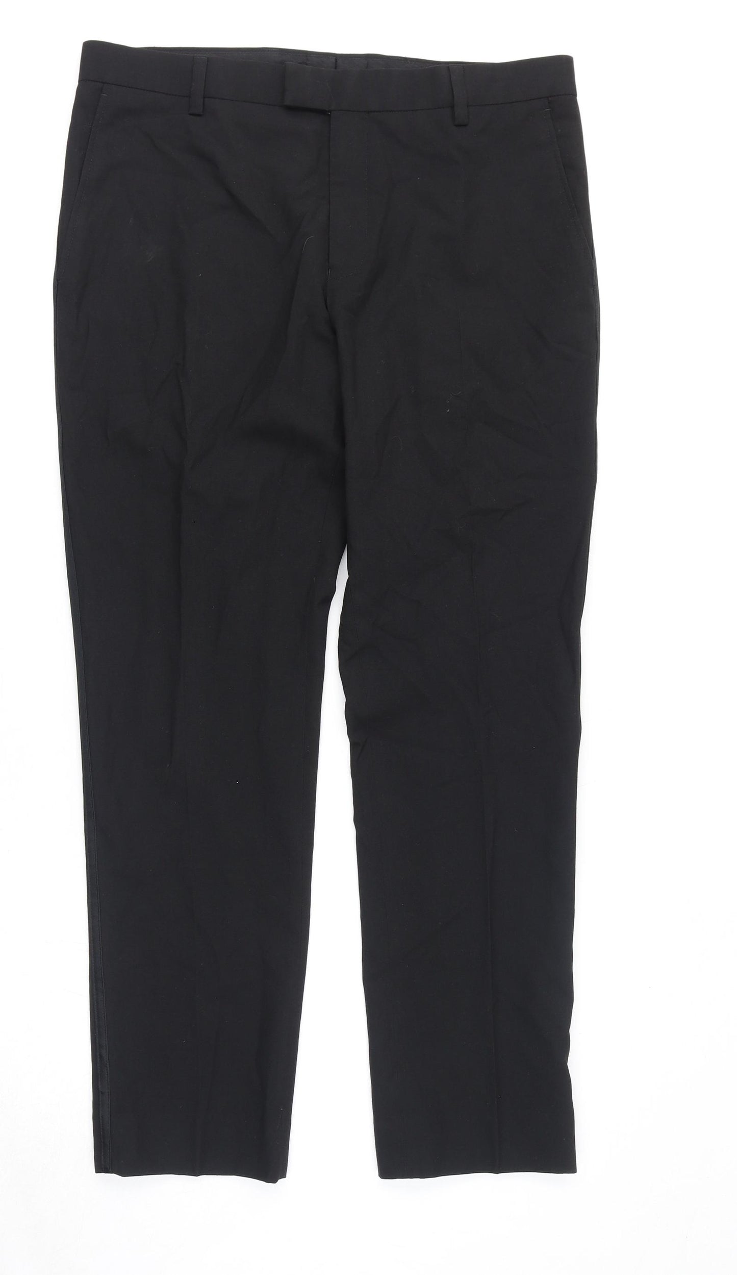 NEXT Mens Black Polyester Dress Pants Trousers Size 32 in L28 in Regular Zip