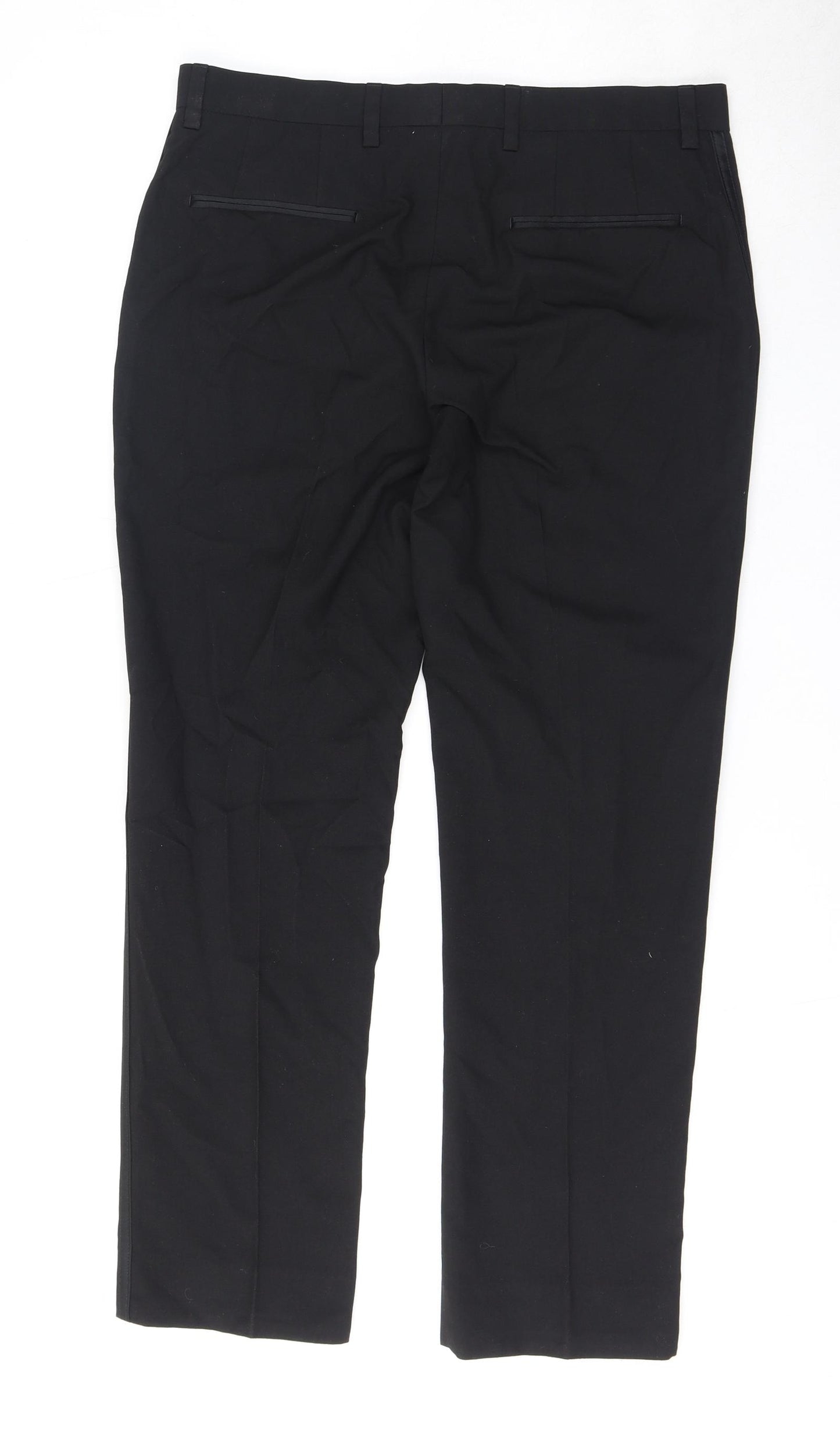 NEXT Mens Black Polyester Dress Pants Trousers Size 32 in L28 in Regular Zip