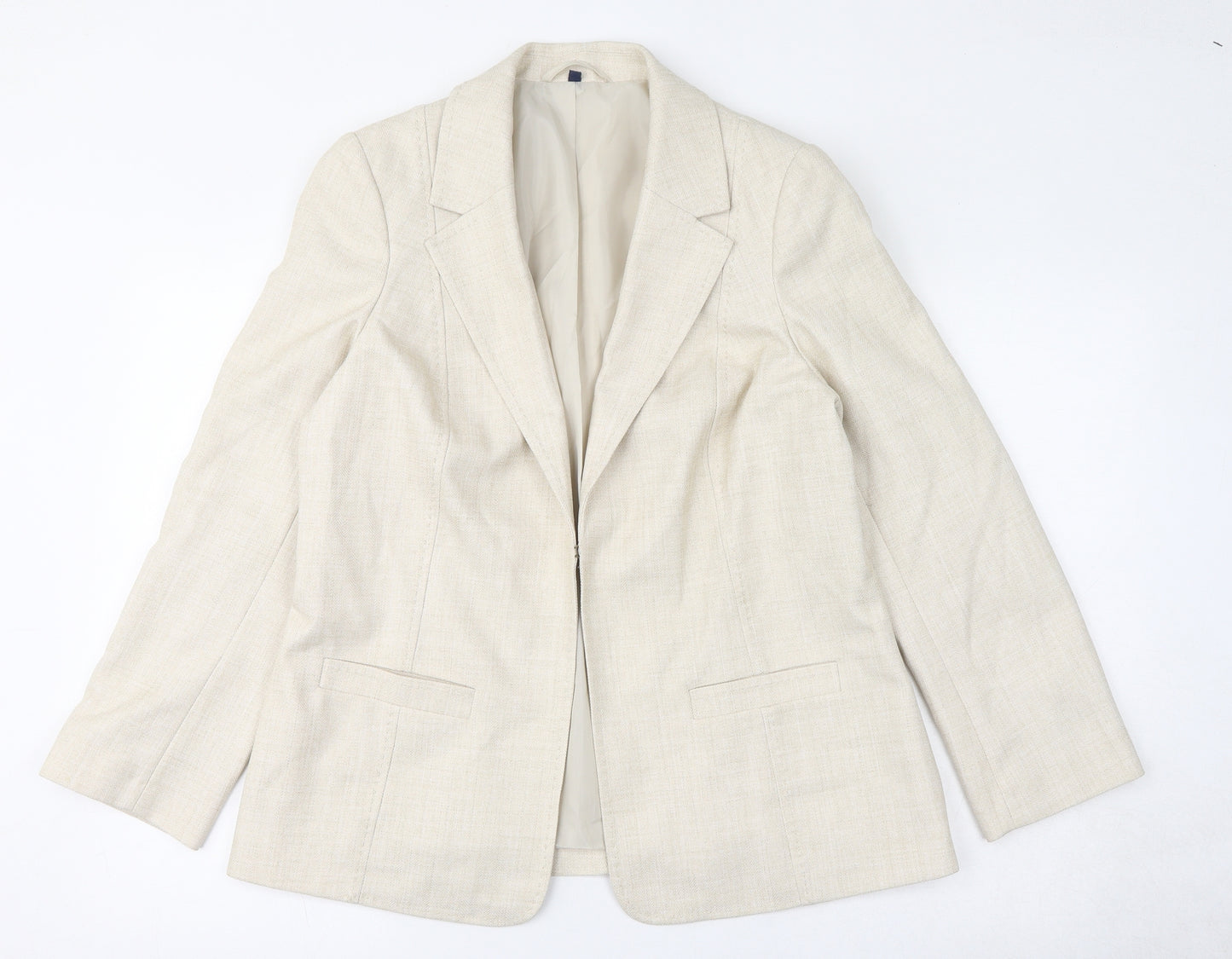EWM Womens Ivory Jacket Blazer Size 14 Hook & Eye