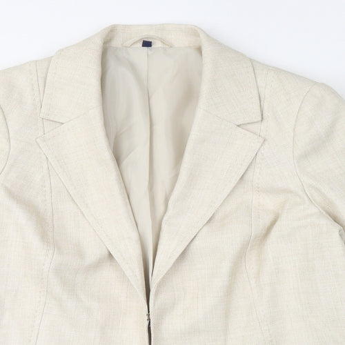 EWM Womens Ivory Jacket Blazer Size 14 Hook & Eye